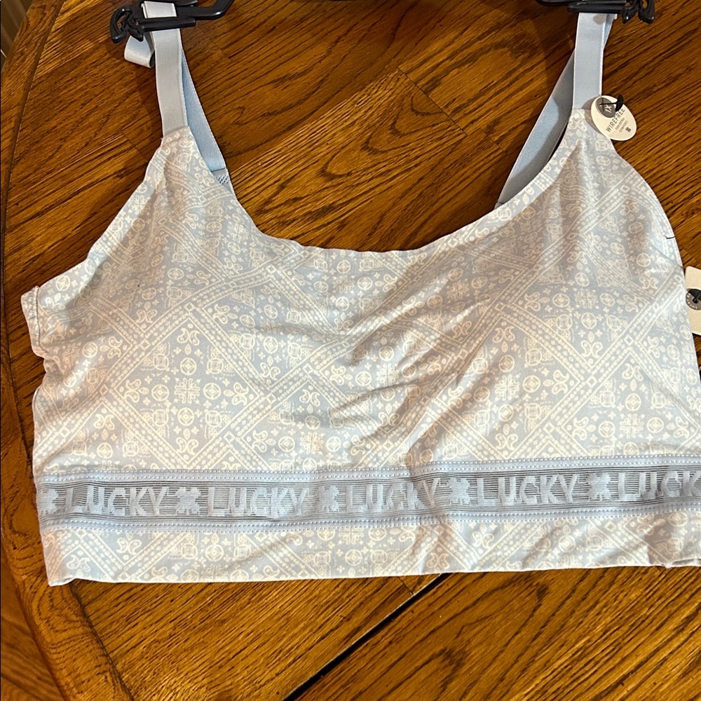 Lucky Brand Women's Light Blue Patterned Bralette